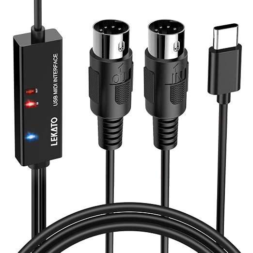 LEKATO MTU-10 5-Pin MIDI to Type-C Cable Interface Converter 2m